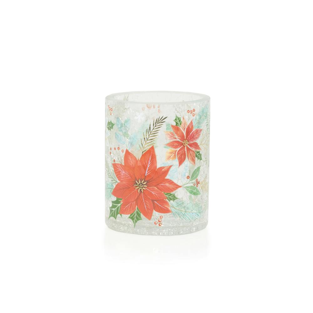 Crackle Poinsettia  Tea Light Candle Holder