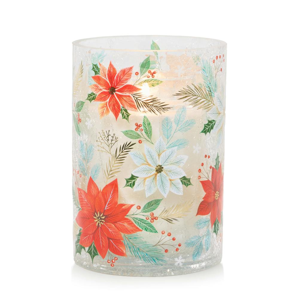 Crackle Poinsettia  Jar Candle Holder
