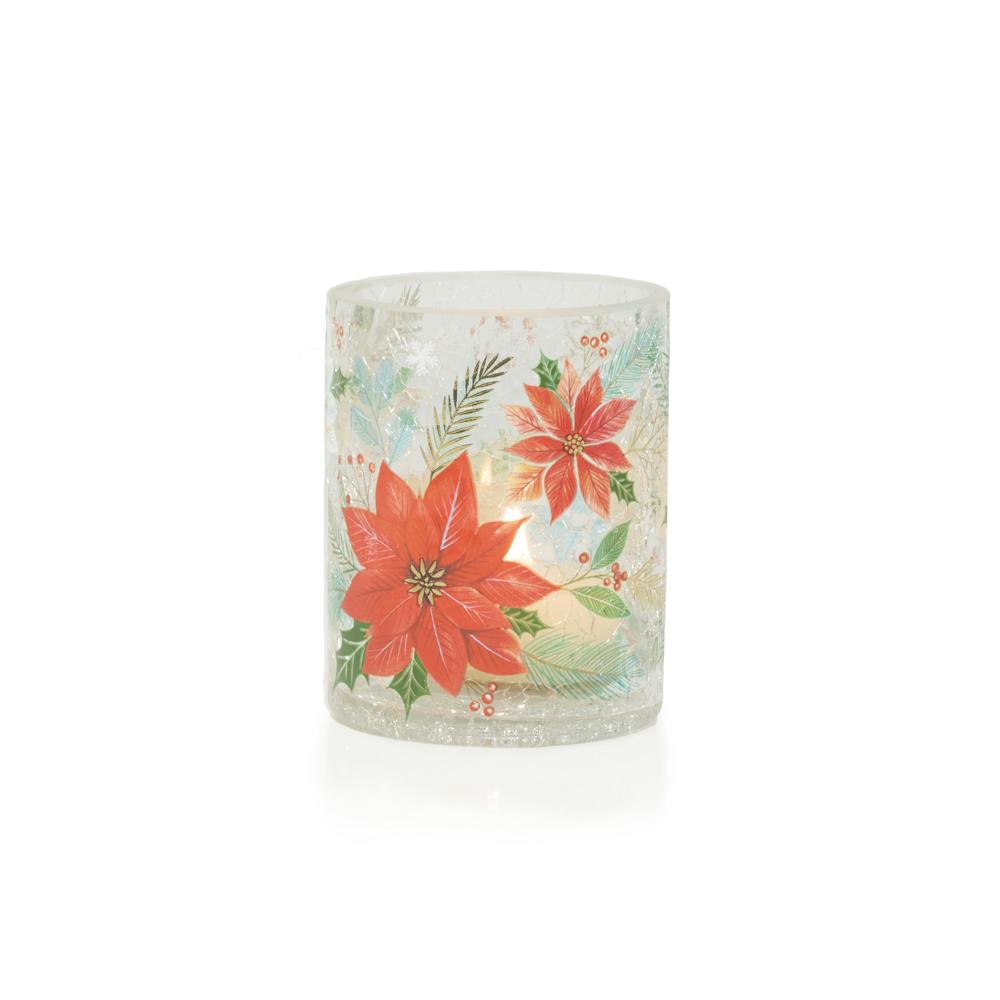Crackle Poinsettia  Tea Light Candle Holder